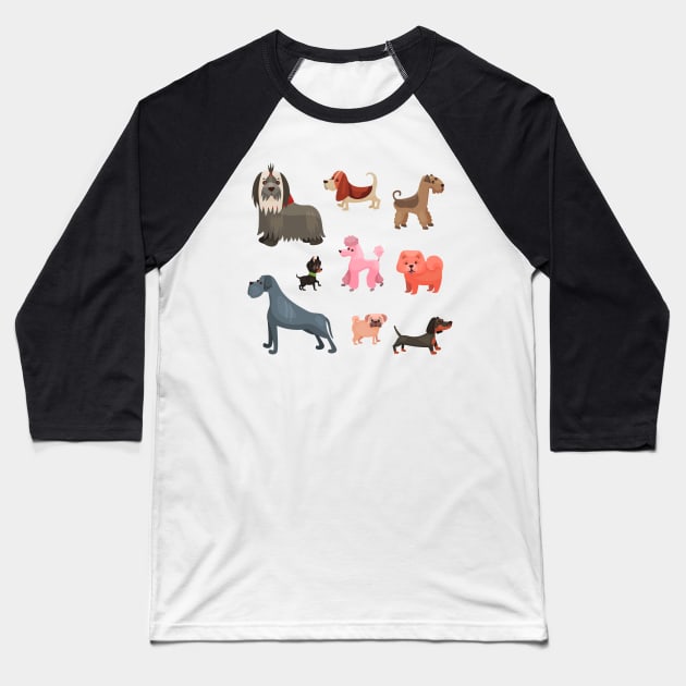 dog breed collection Baseball T-Shirt by Mako Design 